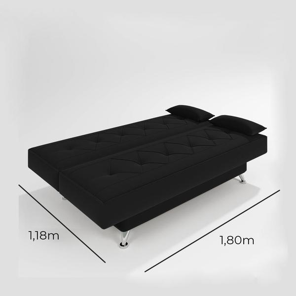 Imagem de Sofá Cama 1,80m Iara Suede Preto  Madelina Decor