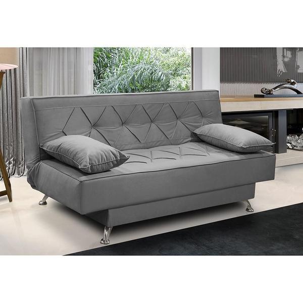 Imagem de sofá cama 1,80m Lara Suede Cinza Kaleo Decor