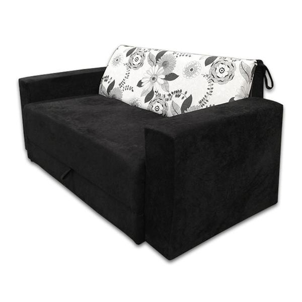 Imagem de Sofá-Cama 2 Lugares Pratik 5000 Mamflex Preto/Cinza Floral Suede Amassado