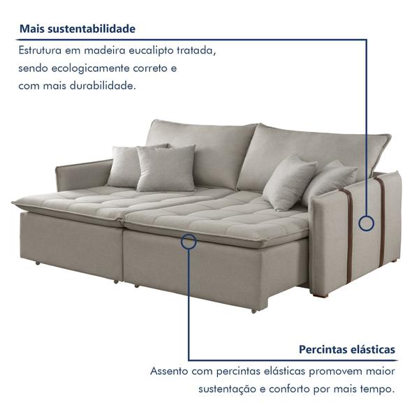 Imagem de Sofá Cama 200cm Detroid Yescasa Linho