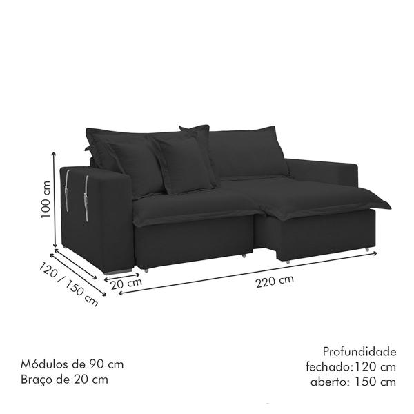 Imagem de Sofá Cama 3 Lugares Arizona Retrátil 20735 Boucle Bege  - Celflex