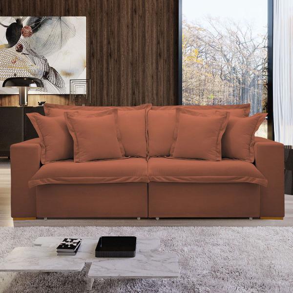 Imagem de Sofá Cama 3 Lugares Arizona Retrátil Boucle Terracota  - Celflex