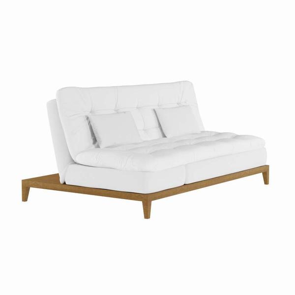 Imagem de Sofá-Cama 3 Lugares Casal Aaliyah com Pés de Madeira Branco