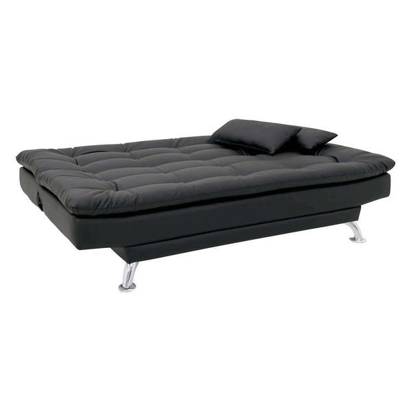 Imagem de Sofá-Cama 3 Lugares Casal Premium material sintético Preto