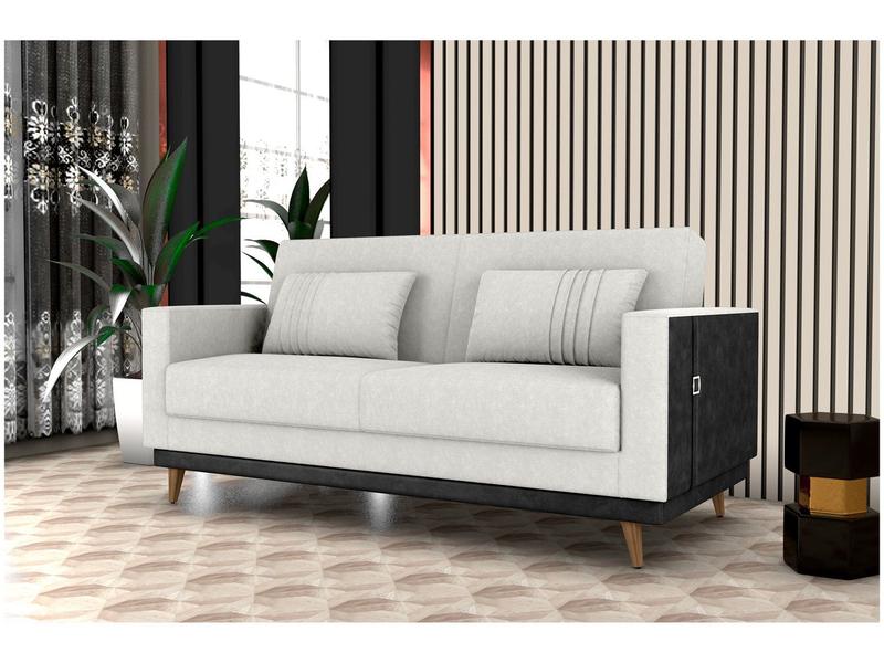 Sofá-cama 3 Lugares Casal Reclinável Facto e Linho Matrix Esther Sofá-cama 3 Lugares Casal Reclinável Facto e Linho Matrix Esther