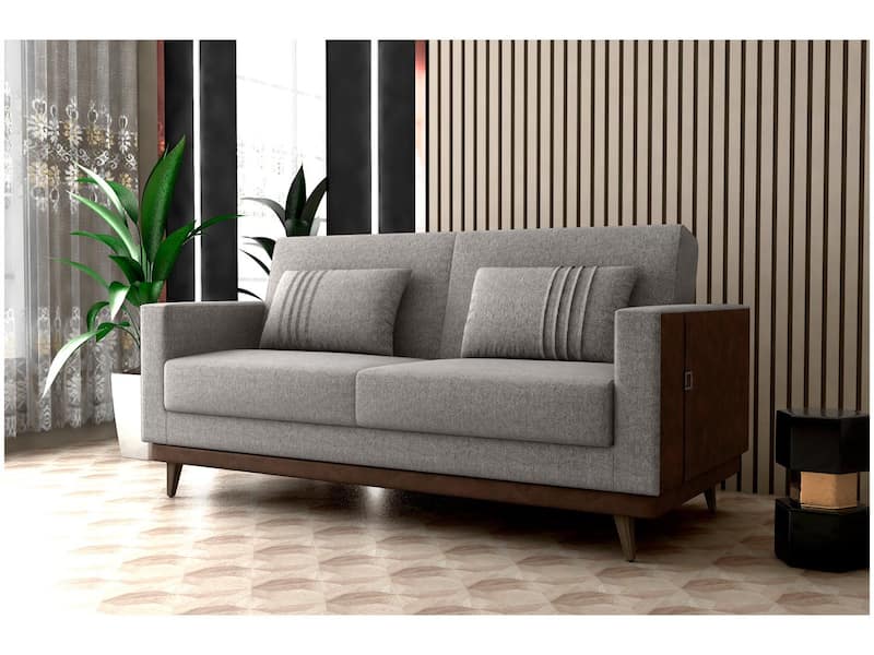 Sofá-cama 3 Lugares Casal Reclinável Facto e Linho Matrix Esther Sofá-cama 3 Lugares Casal Reclinável Facto e Linho Matrix Esther