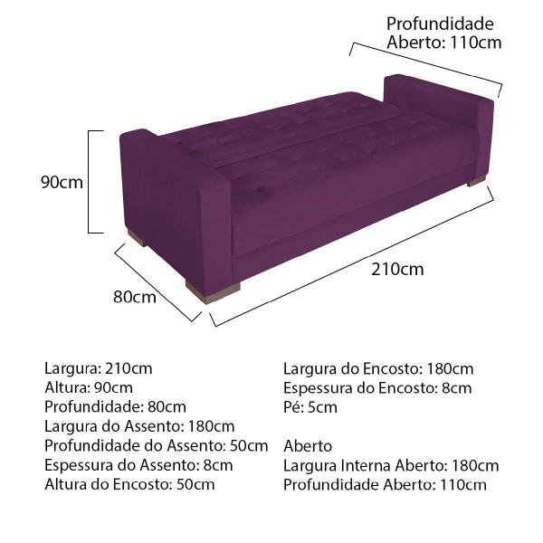 Imagem de Sofá Cama 3 Lugares Jobim Suede - ADJ Decor