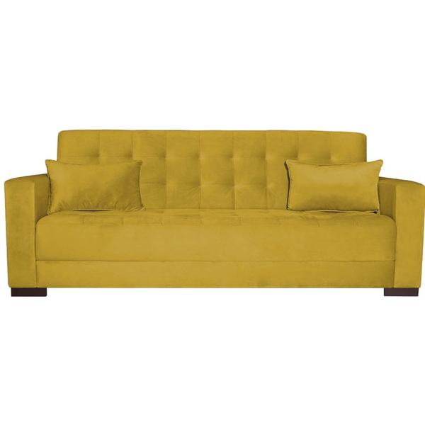 Imagem de Sofá Cama 3 Lugares Jobim Suede Amarelo - Amarena Móveis