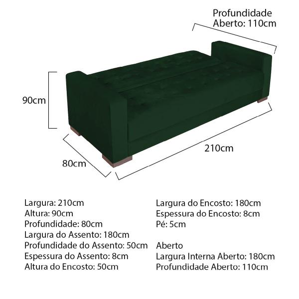 Imagem de Sofá Cama 3 Lugares Jobim Suede - Doce Sonho Móveis