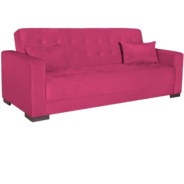 Imagem de Sofá Cama 3 Lugares Jobim Suede Pink - Amarena Móveis