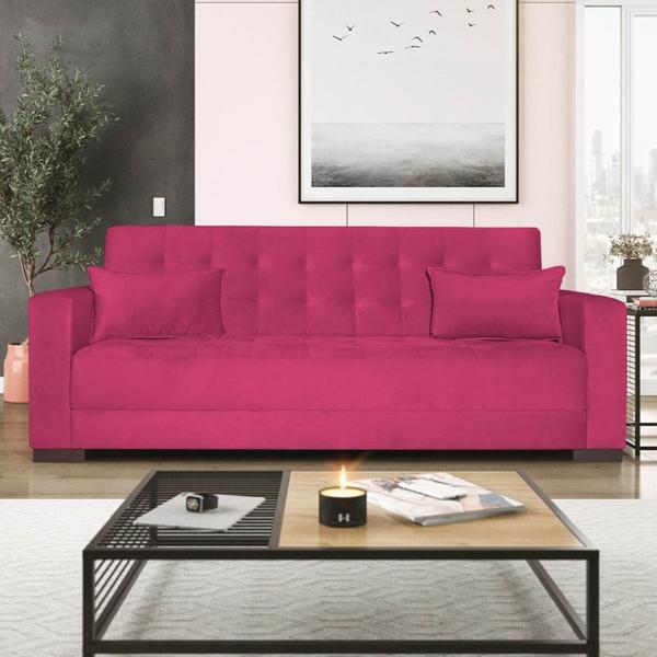 Imagem de Sofá Cama 3 Lugares Jobim Suede Pink - Amarena Móveis