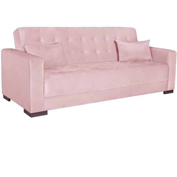 Imagem de Sofá Cama 3 Lugares Jobim Suede Rosa Bebê - Amarena Móveis