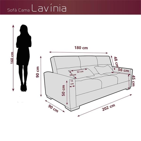 Imagem de Sofá Cama 3 Lugares Lavínia Light Petróleo