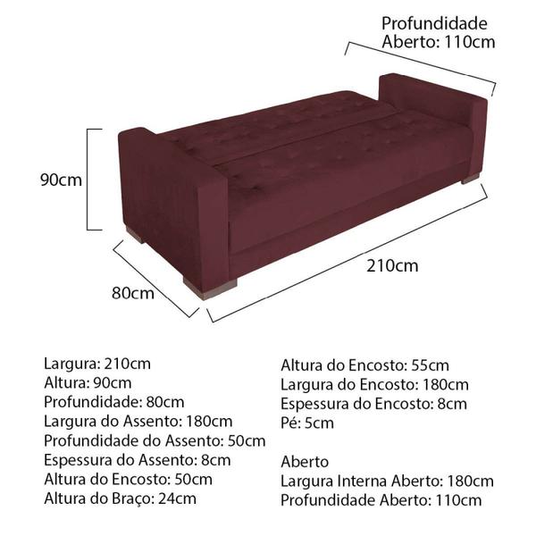 Imagem de Sofá Cama 3 Lugares Suede Ipanema