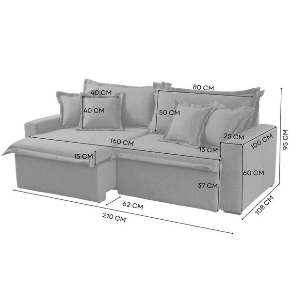 Imagem de Sofá Cama Áustria 3 Lugares Retrátil Reclinável 210cm Veludo