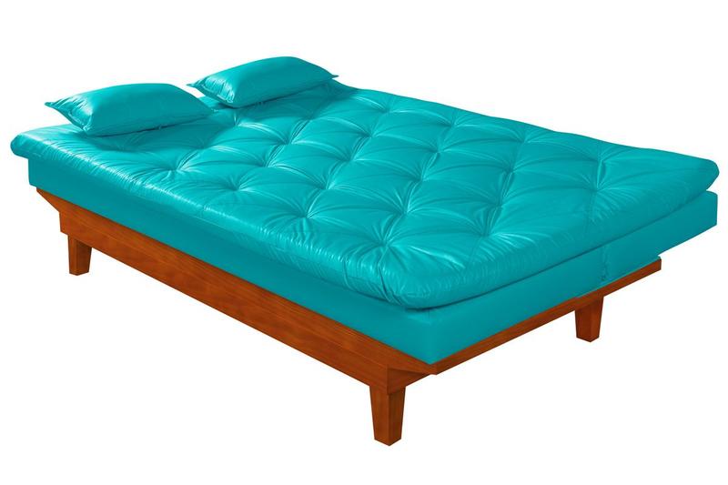 Imagem de Sofa Cama Caribe Em Material Sintetico + Duas Banquetas