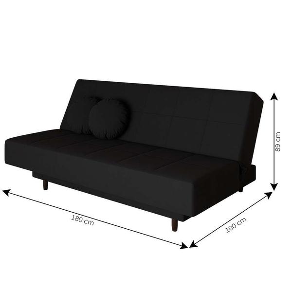 Imagem de Sofá-Cama Casal 3 Lugares Jimmy Suede Preto