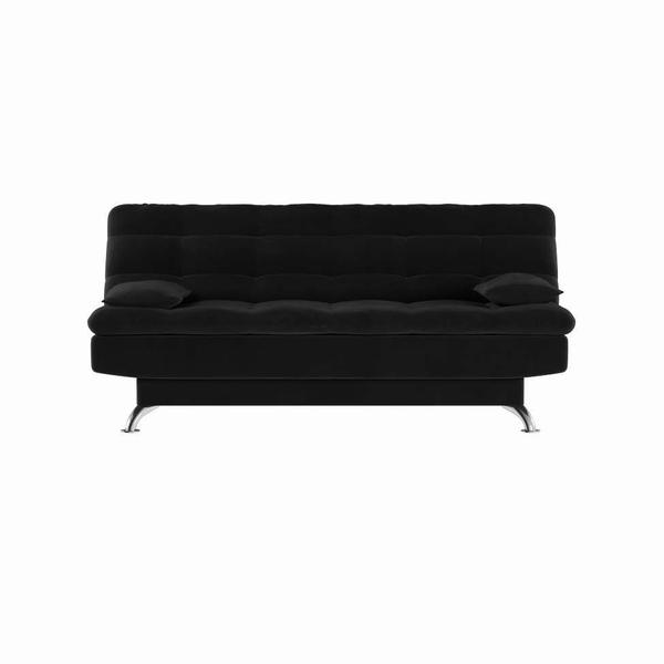 Imagem de Sofá-Cama Casal 3 Lugares Raridade Suede Pés de Metal Preto