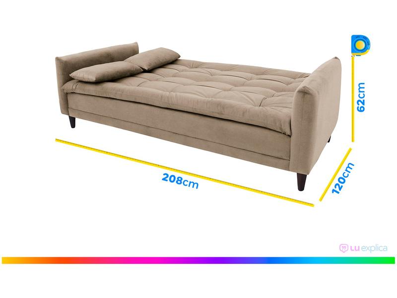 Imagem de Sofá-cama Casal 3 Lugares Reclinável Suede Linoforte Estela