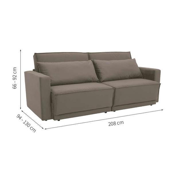 Imagem de Sofá-Cama Casal 3 Lugares Retrátil e Reclinável Aspen Suede Castanho