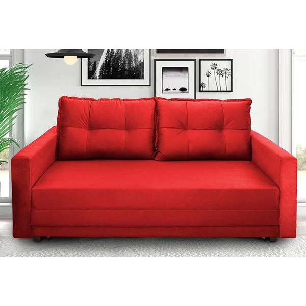 Imagem de Sofá-Cama Casal 3 Lugares Trancoso Suede Liso Vermelho