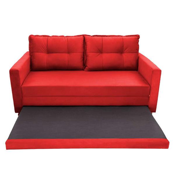 Imagem de Sofá-Cama Casal 3 Lugares Trancoso Suede Liso Vermelho