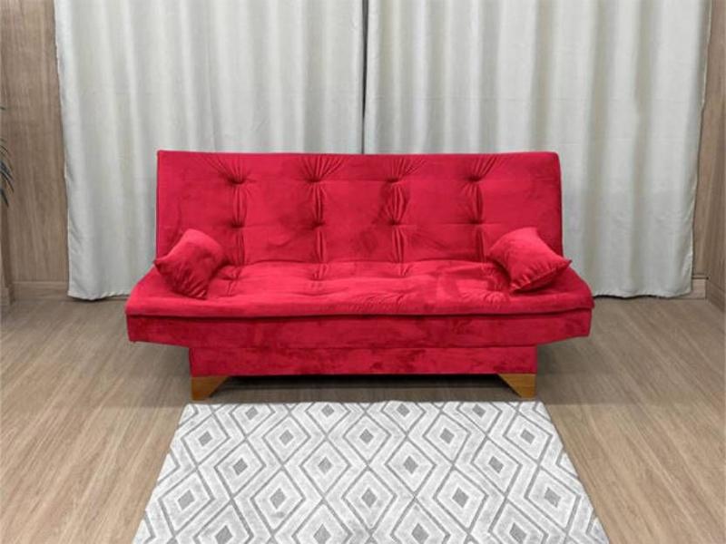 Imagem de Sofá Cama Casal 3 Lugares Vermelho