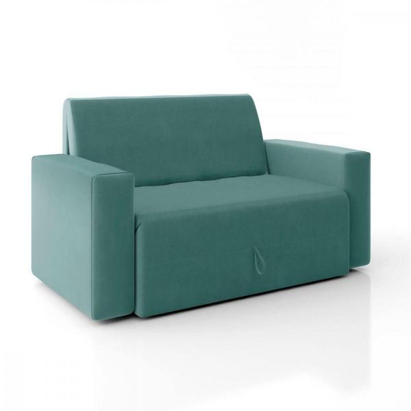 Imagem de Sofa Cama Casal 5000 Com Braço Mamflex Azul Turquesa