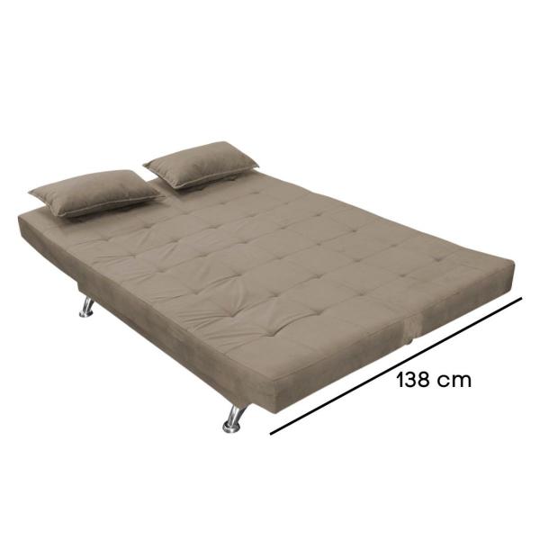 Imagem de Sofá Cama Casal Com Almofadas Gabriella Suede Cappuccino