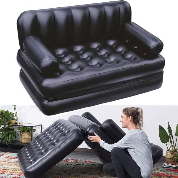 Imagem de Sofa Cama Casal Inflavel Grande 5 Em 1 Multifuncional Poltrona Relaxante Descanso Conforto Casa Hospede Visita