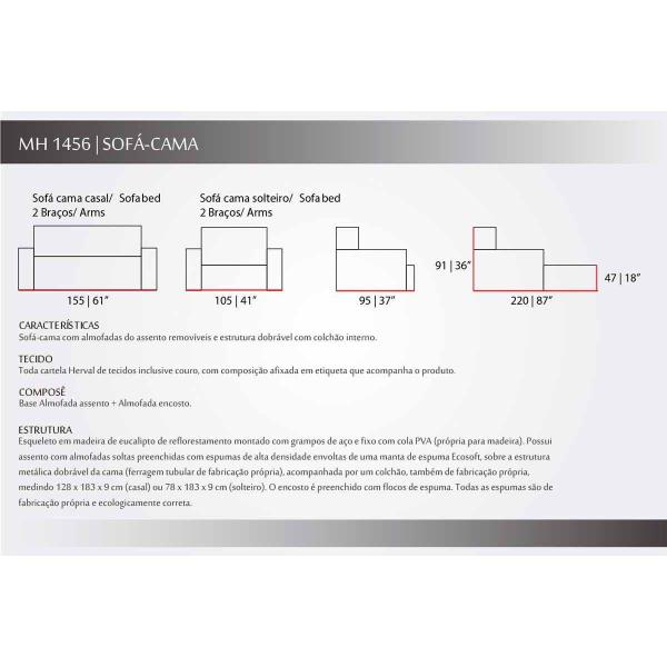 Imagem de Sofá Cama Casal MH1456 Courano Preto - Herval