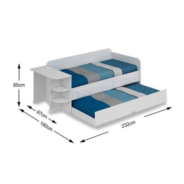 Imagem de Sofá Cama Cimol Helena + 2 Colchões Ortobom Branco