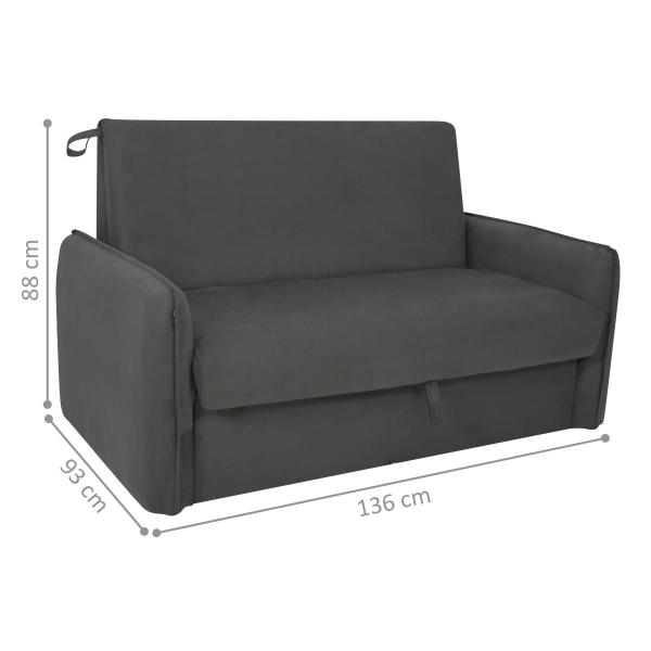 Imagem de Sofá Cama com Baú 2 Lugares Furbogh Suede Cinza 