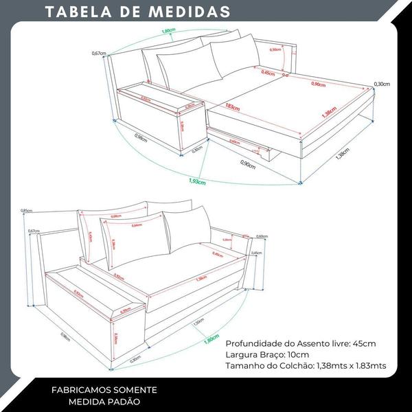 Imagem de Sofá  Cama Com Tampo Lateral  Esquerda Tecido Acquablock  Com Usb