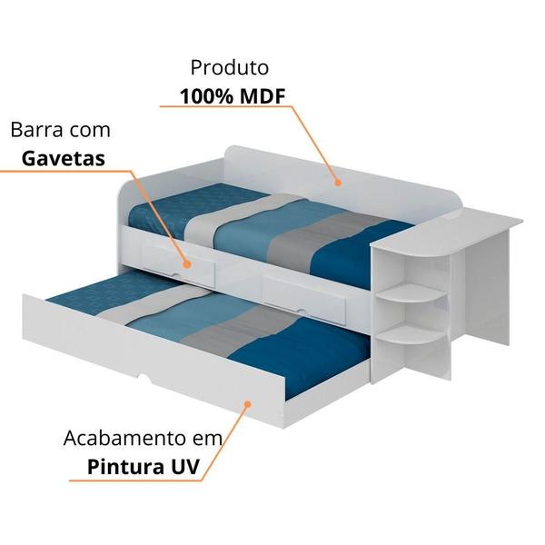 Imagem de Sofá Cama De Solteiro Bibox 100% Mdf Escrivaninha Compacta 2 Gavetas Helena Cimol