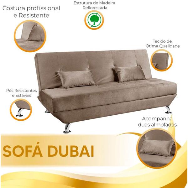 Imagem de Sofá Cama Dubai 3 Lugares Reclinável Veludo Turkay Shop das Cabeceiras