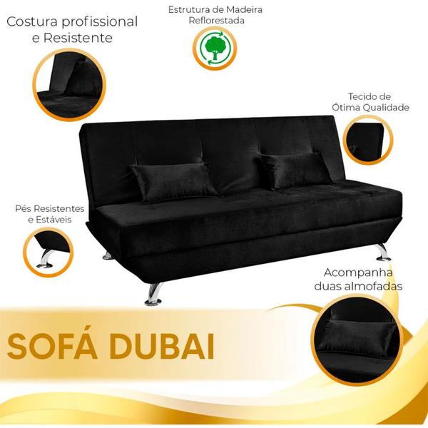 Imagem de Sofá Cama Dubai 3 Lugares Reclinável Veludo Turkay Shop das Cabeceiras