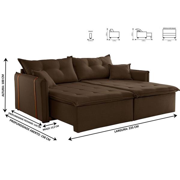 Imagem de Sofa Cama e Reclinavel São Paulo 2,25m 04 Lugares Txr