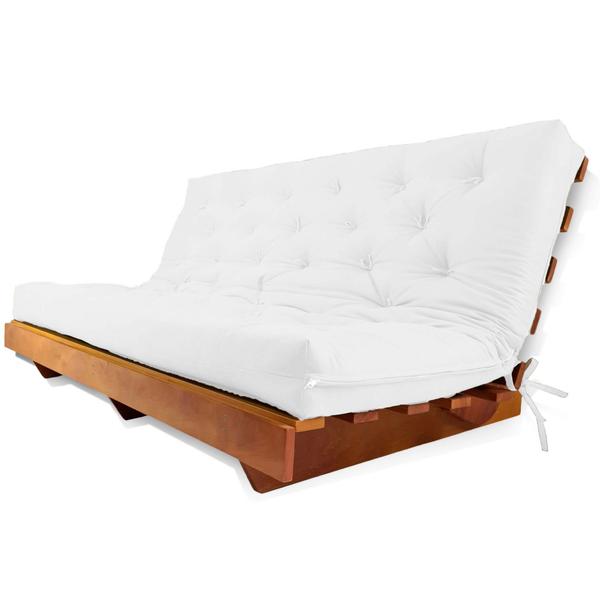 Imagem de Sofá Cama Futon L Acquablock Branco Off em Madeira Nobre  Maciça