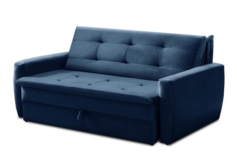 Imagem de Sofá Cama Jade 1,36m Suede Azul Adonai Estofados