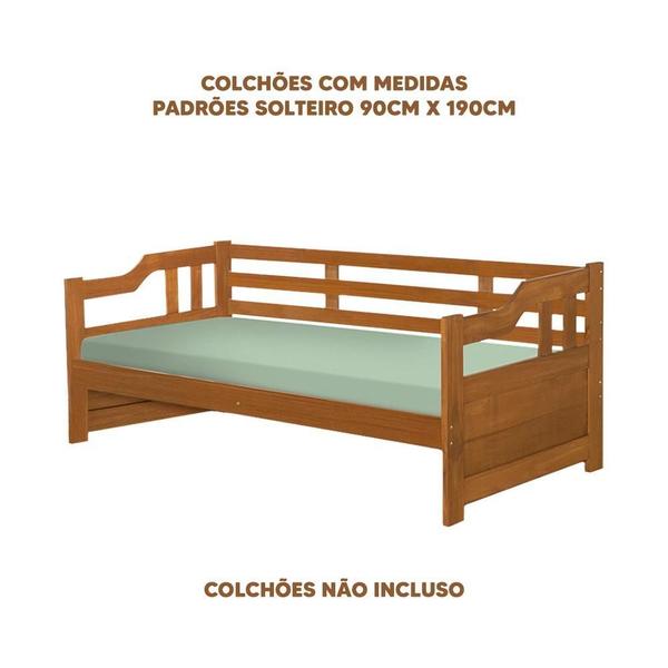 Imagem de Sofá Cama Madeira Maciça Solteiro Imbuia Shop JM