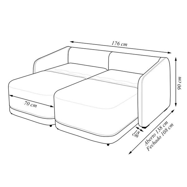 Imagem de Sofá Cama Modulado Retrátil e Reclinável Decorativo Varsóvia 176cm Linho Cinza Chumbo G33 - Gran Belo