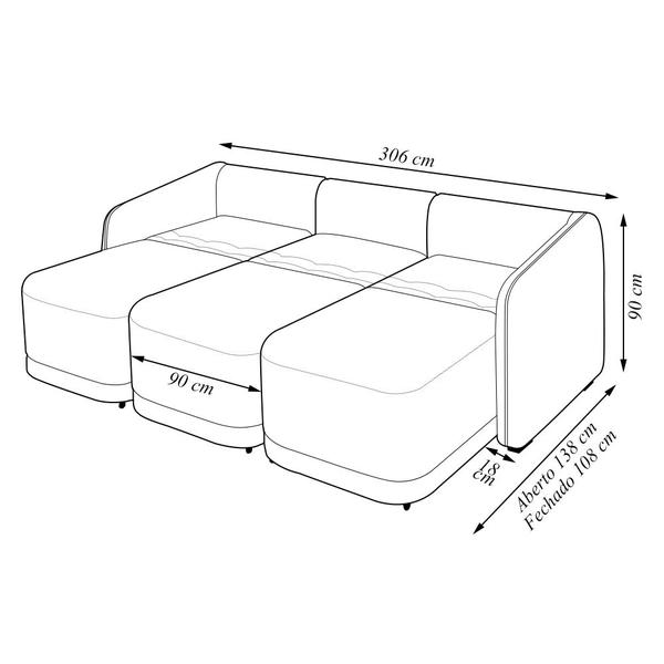 Imagem de Sofá Cama Modulado Retrátil e Reclinável Decorativo Varsóvia 306cm Veludo Cinza Chumbo G33 - Gran Belo