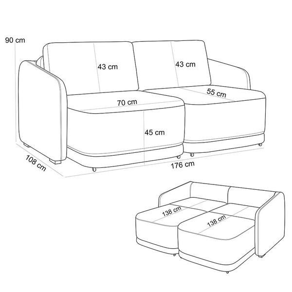 Imagem de Sofá Cama para Sala de Estar 2 Lugares 176cm Montserrat K01 Veludo Verde - Lyam Decor