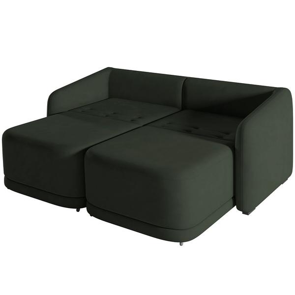 Imagem de Sofá Cama para Sala de Estar 2 Lugares 176cm Montserrat K01 Veludo Verde - Lyam Decor