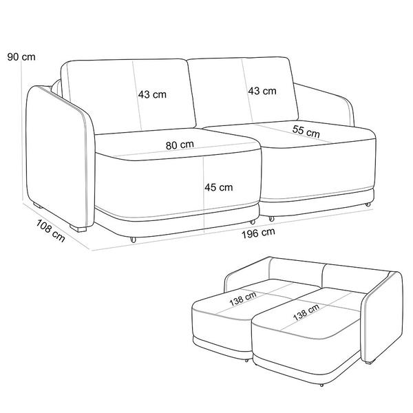 Imagem de Sofá Cama para Sala de Estar 2 Lugares 196cm Montserrat K01 Veludo Rosê - Lyam Decor