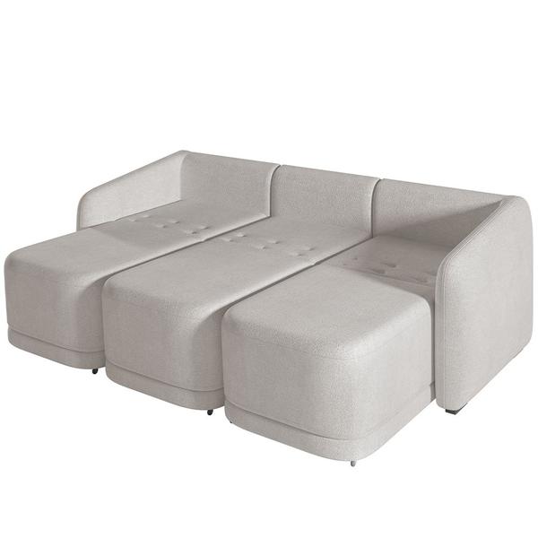 Imagem de Sofá Cama para Sala de Estar 3 Lugares 306cm Montserrat K01 Bouclê Creme - Lyam Decor