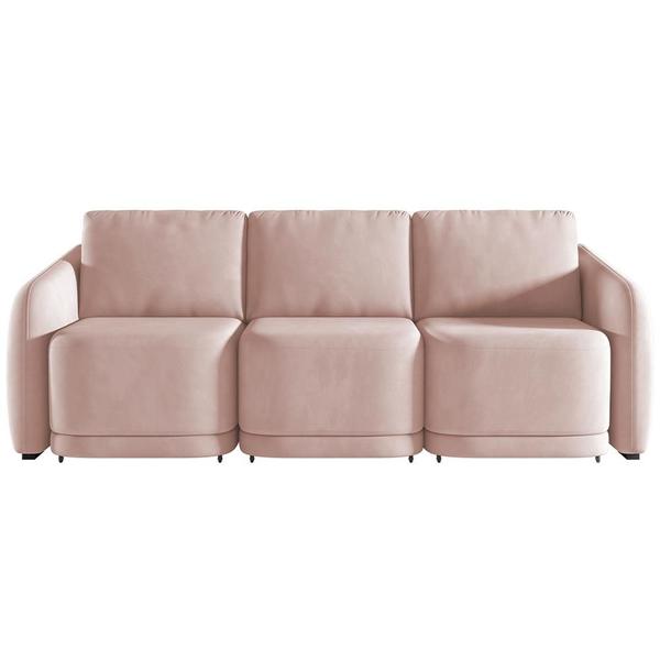 Imagem de Sofá Cama para Sala de Estar 3 Lugares 306cm Montserrat K01 Veludo Rosê - Lyam Decor