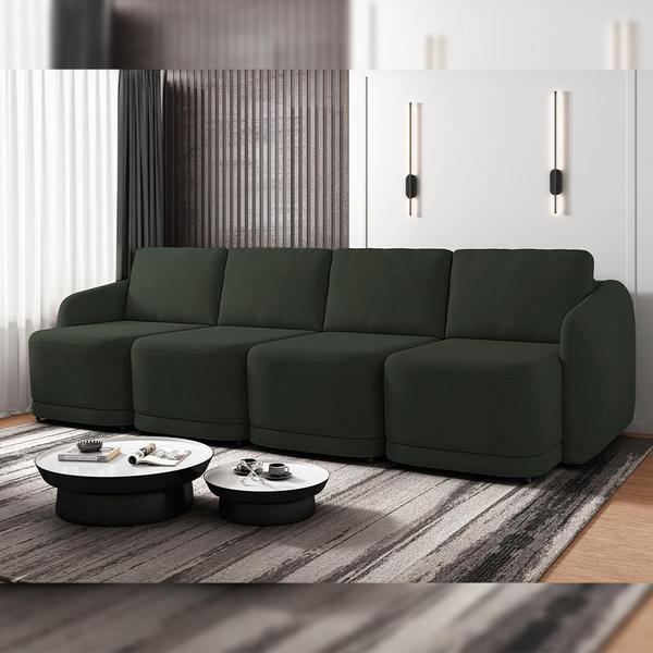 Imagem de Sofá Cama para Sala de Estar 4 Lugares 316cm Montserrat K01 Veludo Verde - Lyam Decor