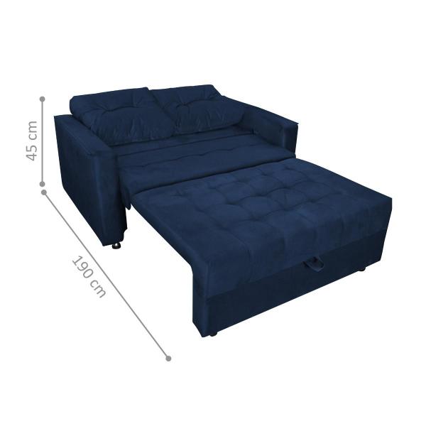 Imagem de Sofá Cama para Sala de Estar Cross Veludo Azul